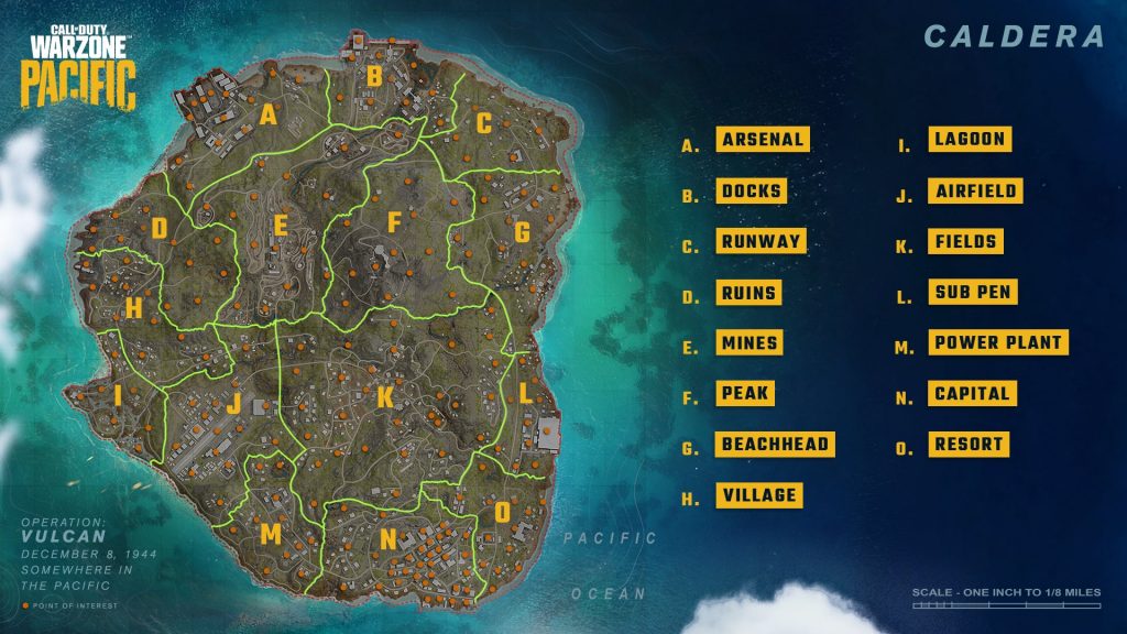 نقشه جزیره کالدرا در کال آف دیوتی: وارزون